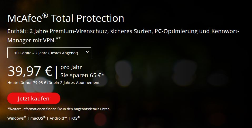 McAfee Antivirus deal for German traffic